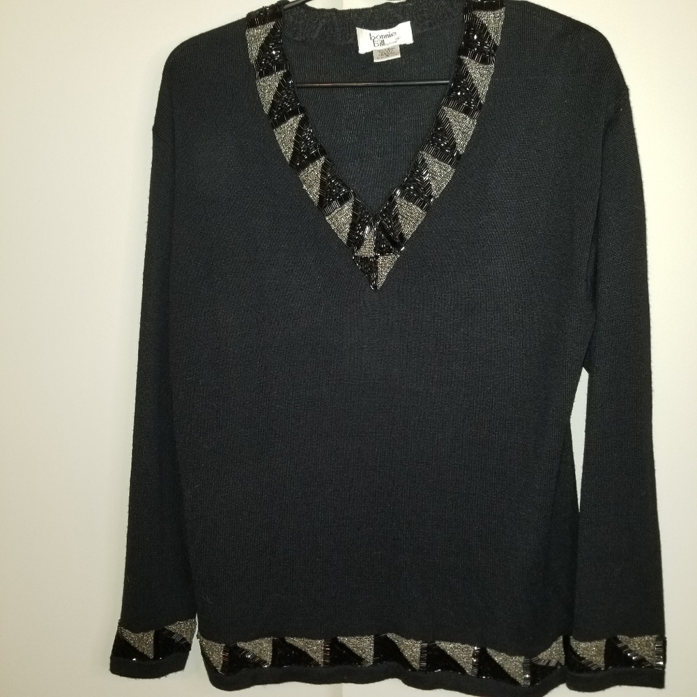 Black sweater w/sequined trim